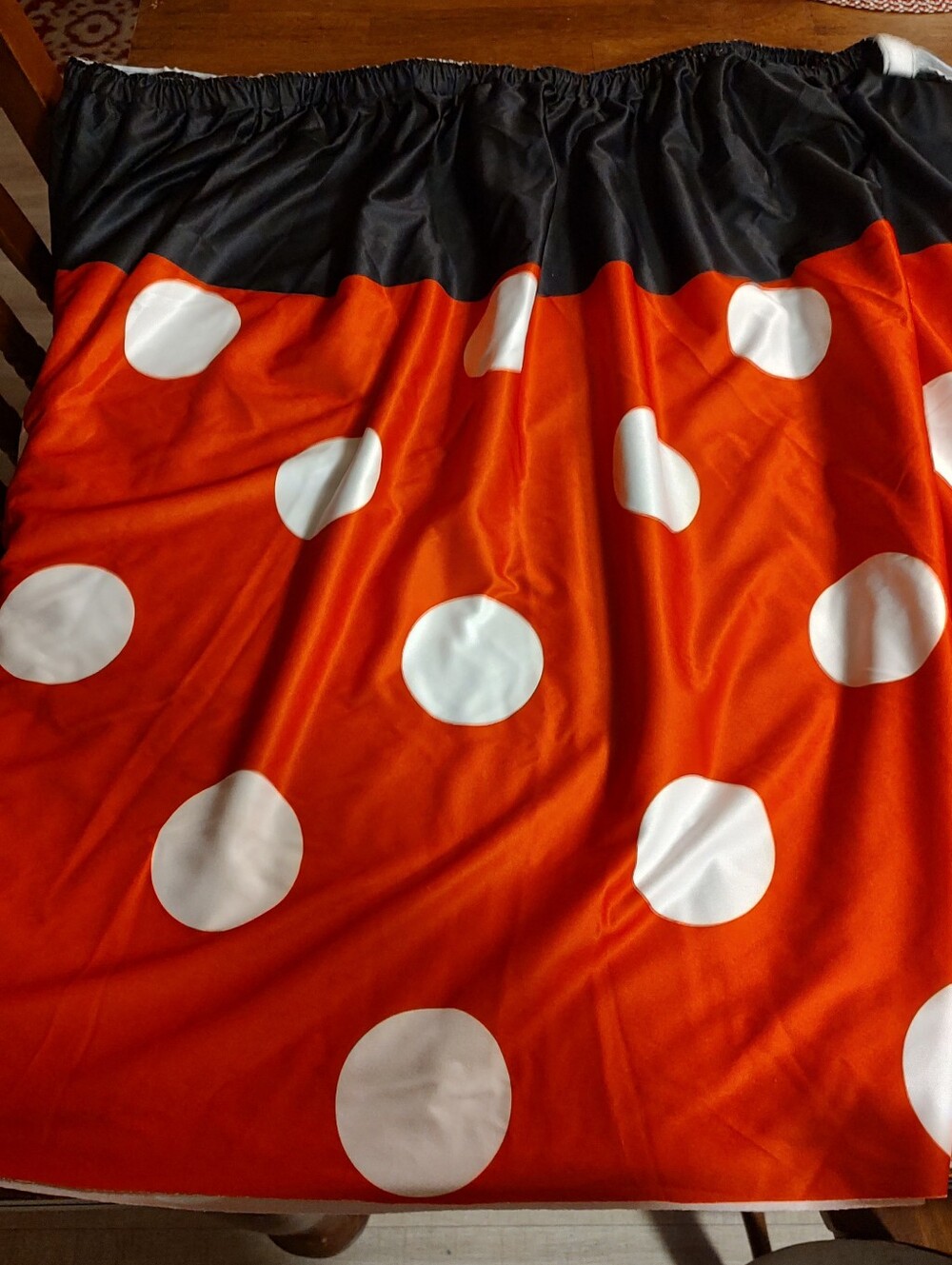Polka Dot Red Party Table Skirt with Black Top